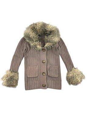 Gap Fuzzy Brown Cardigan Jacket